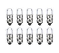 sourcing map 9V/0.06A E10 Mini LED Light Bulbs, 10Pcs Miniature Screw Bulbs Flashlight Bulbs for Scientific Experiment Lighting DIY Accessories, Warm White Light