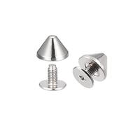 sourcing map 9x6mm Screw Back Rivets, 50 Sets Solid Leather Studs Spike for DIY Silver Tone