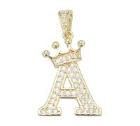 sourcing map A-Z Crown Letter Charm, Alphabet A Pendant Gold Plated Cubic Zirconia Monogram Initial Pendant Name Jewelry for Men Women DIY