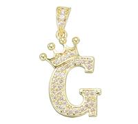 sourcing map A-Z Crown Letter Charm, Alphabet G Pendant Gold Plated Cubic Zirconia Monogram Initial Pendant Name Jewelry for Men Women DIY