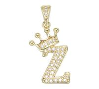 sourcing map A-Z Crown Letter Charm, Alphabet Z Pendant Gold Plated Cubic Zirconia Monogram Initial Pendant Name Jewelry for Men Women DIY