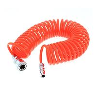 sourcing map A15121100ux0025 6 M Length 6 mm x 4 mm Polyurethane Coiled Air Hose Pipe, Orange, Metal, 0.16"