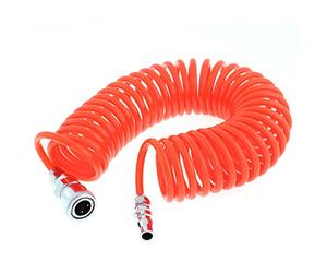 sourcing map A15121100ux0025 6 M Length 6 mm x 4 mm Polyurethane Coiled Air Hose Pipe, Orange, Metal, 0.16"