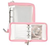 sourcing map A7 Photocard Binder, Clear KPop Photocard Holder Binder Book, Korean Kpop Photo Card Album with 26 Pcs Inner (52 Card Slots), Pink