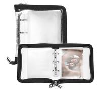 sourcing map A7 Photocard Binder, Clear Kpop Photocard Holder Binder Book, Korean Kpop Photo Card Album with 26 Pcs Inner (52 Card Slots), Black