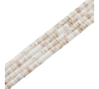 sourcing map About 155 Pcs Natural Spacer Beads, 4mm Stone Spacers Bead Loose Semi Flat Round Gemstone Beads for Jewelry-Making DIY Crafts, White/Light Brown