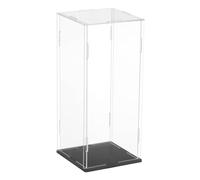 sourcing map Acrylic Clear Display Case for Collectibles Self-Assemble Display Boxes, Black Base Dustproof Countertop Storage Box for Collectibles Action Figures, 3.9 x 3.9 x 9.8 Inch