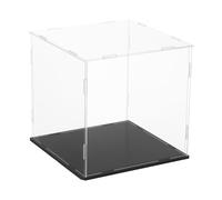 sourcing map Acrylic Clear Display Case for Collectibles Self-Assemble Display Boxes with Black Base Dustproof Countertop Storage Box for Collectibles Action Figures, 7.9 x 7.9 x 7.9 Inch