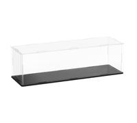 sourcing map Acrylic Clear Display Case for Collectibles Self-Assemble Display Clear Boxes with Black Base Dustproof Countertop Storage Box for Collectible Figures, 13.8 x 3.9 x 3.9 Inch