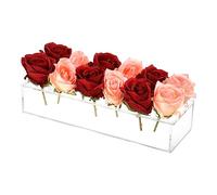 sourcing map Acrylic Flower Vase, 12 Inch Rectangular Floral Centerpiece for Dining Table, Rectangular Flower Vase for Centerpieces Weddings Party Home Decor