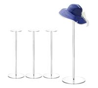 sourcing map Acrylic Hat Display Stand 4 Pack 15.7 Inch Hat and Wig Rack Riser Round Stand for Jewelry Baseball Cap, Fedora Hats, Cowboy Hats - Clear