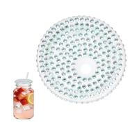 sourcing map Acrylic Lids for 16 oz Glass, Reusable Plastic Tumbler Replacement Lids Rhinestone Canning Caps with Hole for Beer Can Drinking Glasses Tumblers, Clear Iridescent