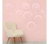 sourcing map Acrylic Mirror Circle Wall Stickers, 6Pcs 13.5/10/7.5/5/3/2.5cm Rose Gold Round Mirror Sticker Set Removable Self-Adhesive Wall Decal Art Mural for Living Room Decor