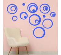 sourcing map Acrylic Mirror Circle Wall Stickers, 6Pcs 14/11/9/6.5/4.5/2.5cm Blue Round Mirror Sticker Set Removable Self-Adhesive Wall Decals Art Mural for Living Room Decor