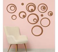 sourcing map Acrylic Mirror Circle Wall Stickers, 6Pcs 14/11/9/6.5/4.5/2.5cm Brown Round Mirror Sticker Set Removable Self-Adhesive Wall Decals Art Mural for Living Room Decor