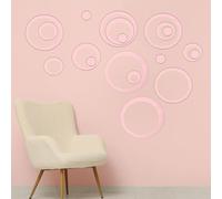 sourcing map Acrylic Mirror Circle Wall Stickers, 6Pcs 14/11/9/6.5/4.5/2.5cm Rose Gold Round Mirror Sticker Set Removable Self-Adhesive Wall Decals Art Mural for Living Room Decor