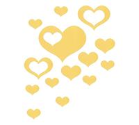 sourcing map Acrylic Mirror Wall Stickers, 14Pcs in 1Set Self Adhesive Removable Heart Wall Decals for Home Living Room Bedroom Office DIY Decor (Dark Gold)