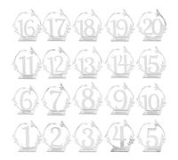 sourcing map Acrylic Number Table Sign Place Cards with Stands Silver Tone 1-20 for Wedding Events Parties Centerpieces