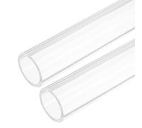 sourcing map Acrylic Pipe Rigid Round Plastic Clear Tube 44mm ID 48mm OD 305mm(12") for Lamps and Lanterns, Water Cooling System 2pcs