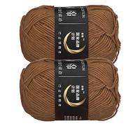 sourcing map Acrylic Yarn Skeins, 2 Pack of 50g/1.76oz Soft Crochet Yarns for Knitting and Crocheting Craft Project, Coffee
