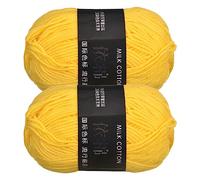 sourcing map Acrylic Yarn Skeins, 2 Pack of 50g/1.76oz Soft Crochet Yarns for Knitting and Crocheting Craft Project, Yellow