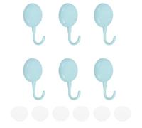 sourcing map Adhesive Hooks, 6 Pcs Stick on Wall Adhesive Hangers Plastic Round Removable Adhesive Wall Hooks Towel Hooks Door Hook for Hanging Coat Hat Bag Key Jacket, Blue