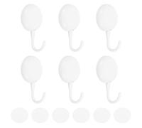 sourcing map Adhesive Hooks, 6 Pcs Stick on Wall Adhesive Hangers Plastic Round Removable Adhesive Wall Hooks Towel Hooks Door Hook for Hanging Coat Hat Bag Key Jacket, White