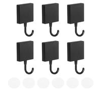 sourcing map Adhesive Hooks, 6 Pcs Stick on Wall Adhesive Hangers Plastic Square Removable Adhesive Wall Hooks Towel Hooks Door Hook for Hanging Coat Hat Bag Key Jacket, Black