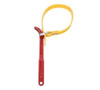 sourcing map Adjustable Belt Strap Wrench 12 Inch Handle Belt Strap Wrench Oil Filter Spanners for Replacing Water Oil Filter PVC Pipe Joints, Red/Yellow