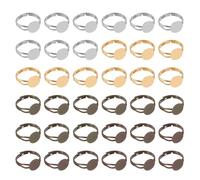 sourcing map Adjustable Blank Rings for Jewelry Making, 40 Pcs 10mm Flat Blank Ring Base for Men Women DIY Crafts Jewelry Findings Components Birthday Wedding, White, Light Gold, Brown, Copper