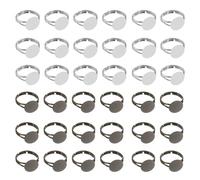 sourcing map Adjustable Blank Rings for Jewelry Making, 40 Pcs 12mm Adjustable Flat Blank Ring Base for Men Women DIY Crafts Jewelry Findings Components Birthday Wedding, White, Brown