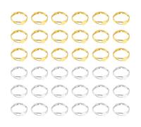 sourcing map Adjustable Blank Rings for Jewelry Making, 40 Pcs 6mm Adjustable Flat Blank Ring Base for Men Women DIY Crafts Jewelry Findings Components Birthday Wedding, Silver, Gold
