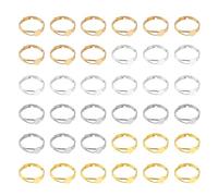 sourcing map Adjustable Blank Rings for Jewelry Making, 40 Pcs 6mm Flat Blank Ring Base for Men Women DIY Crafts Jewelry Findings Components Birthday Wedding, Silver, Gold, White, Light Gold
