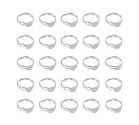 sourcing map Adjustable Blank Rings for Jewelry Making, 40 Pcs 8mm Adjustable Flat Blank Ring Base for Men Women DIY Crafts Jewelry Findings Components Birthday Wedding, White Tone