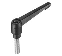 sourcing map Adjustable Clamping Lever Handle M10 x 35mm Metric 304 Stainless Steel Male Threaded Stud Hand Knobs Push Button Ratchet Rotating Screw Handles Bolts with Locking Lever Black