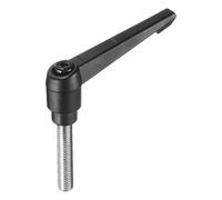 sourcing map Adjustable Clamping Lever Handle M10 x 45mm Metric 304 Stainless Steel Male Threaded Stud Hand Knobs Push Button Ratchet Rotating Screw Handles Bolts with Locking Lever Black