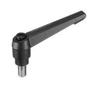 sourcing map Adjustable Clamping Lever Handle M12 x 20mm Metric 304 Stainless Steel Male Threaded Stud Hand Knobs Push Button Ratchet Rotating Screw Handles Bolts with Locking Lever Black