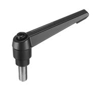 sourcing map Adjustable Clamping Lever Handle M12 x 25mm Metric 304 Stainless Steel Male Threaded Stud Hand Knobs Push Button Ratchet Rotating Screw Handles Bolts with Locking Lever Black