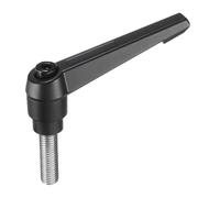sourcing map Adjustable Clamping Lever Handle M12 x 35mm Metric 304 Stainless Steel Male Threaded Stud Hand Knobs Push Button Ratchet Rotating Screw Handles Bolts with Locking Lever Black