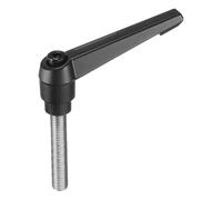 sourcing map Adjustable Clamping Lever Handle M12 x 55mm Metric 304 Stainless Steel Male Threaded Stud Hand Knobs Push Button Ratchet Rotating Screw Handles Bolts with Locking Lever Black