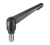 sourcing map Adjustable Clamping Lever Handle M16 x 30mm Metric 304 Stainless Steel Male Threaded Stud Hand Knobs Push Button Ratchet Rotating Screw Handles Bolts with Locking Lever Black