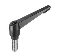 sourcing map Adjustable Clamping Lever Handle M16 x 40mm Metric 304 Stainless Steel Male Threaded Stud Hand Knobs Push Button Ratchet Rotating Screw Handles Bolts with Locking Lever Black
