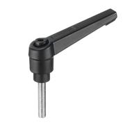 sourcing map Adjustable Clamping Lever Handle M5 x 25mm Metric 304 Stainless Steel Male Threaded Stud Hand Knobs Push Button Ratchet Rotating Screw Handles Bolts with Locking Lever Black