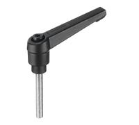 sourcing map Adjustable Clamping Lever Handle M5 x 35mm Metric 304 Stainless Steel Male Threaded Stud Hand Knobs Push Button Ratchet Rotating Screw Handles Bolts with Locking Lever Black