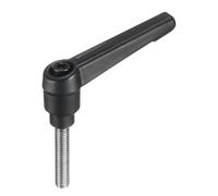 sourcing map Adjustable Clamping Lever Handle M6 x 30mm Metric 304 Stainless Steel Male Threaded Stud Hand Knobs Push Button Ratchet Rotating Screw Handles Bolts with Locking Lever Black