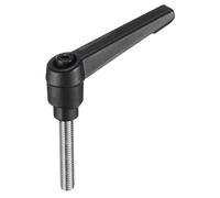 sourcing map Adjustable Clamping Lever Handle M6 x 40mm Metric 304 Stainless Steel Male Threaded Stud Hand Knobs Push Button Ratchet Rotating Screw Handles Bolts with Locking Lever Black
