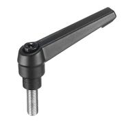 sourcing map Adjustable Clamping Lever Handle M8 x 20mm Metric 304 Stainless Steel Male Threaded Stud Hand Knobs Push Button Ratchet Rotating Screw Handles Bolts with Locking Lever Black