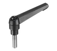 sourcing map Adjustable Clamping Lever Handle M8 x 25mm Metric 304 Stainless Steel Male Threaded Stud Hand Knobs Push Button Ratchet Rotating Screw Handles Bolts with Locking Lever Black