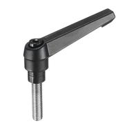 sourcing map Adjustable Clamping Lever Handle M8 x 30mm Metric 304 Stainless Steel Male Threaded Stud Hand Knobs Push Button Ratchet Rotating Screw Handles Bolts with Locking Lever Black