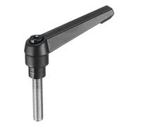 sourcing map Adjustable Clamping Lever Handle M8 x 35mm Metric 304 Stainless Steel Male Threaded Stud Hand Knobs Push Button Ratchet Rotating Screw Handles Bolts with Locking Lever Black